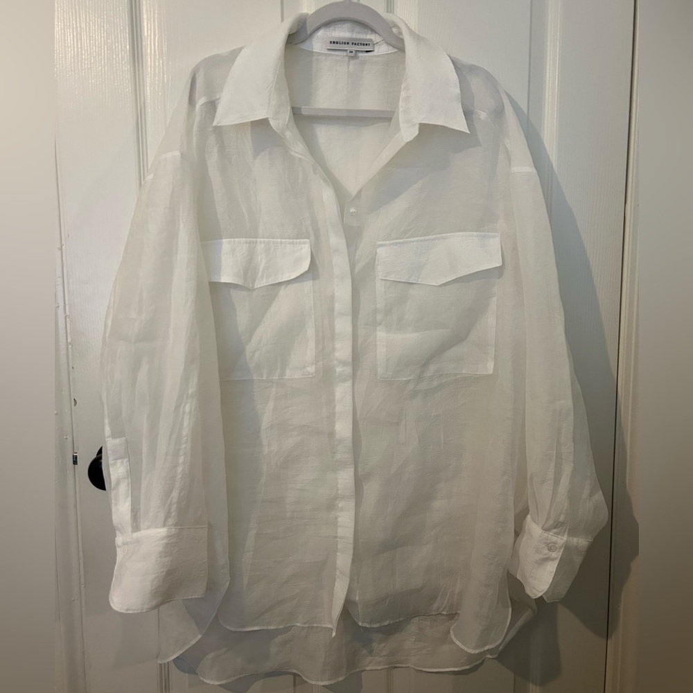 English Factory Semi Sheer Button Down Shirt